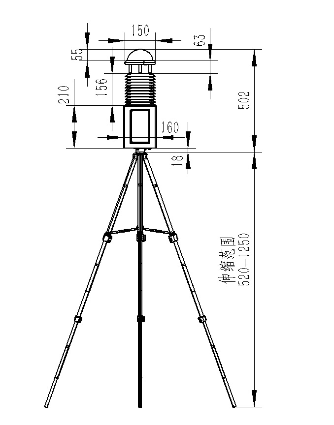 科研级便携气象站产品尺寸图