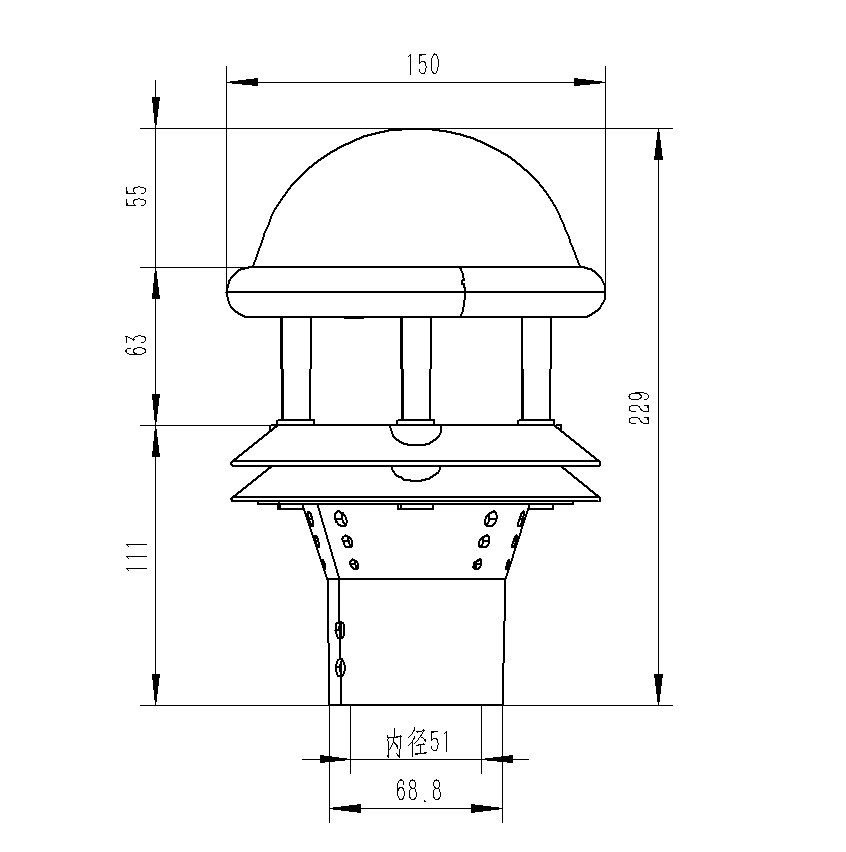 光学雨量传感器 产品尺寸图