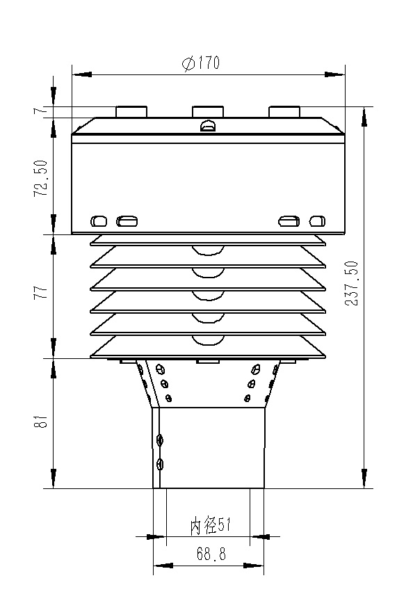 一体化负氧离子传感器产品尺寸图